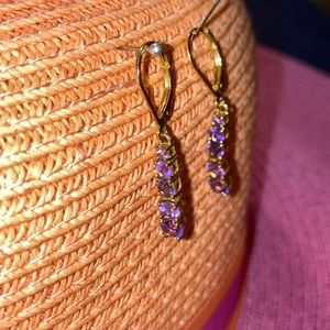 Prime Art Jewelry Gold Amethyst Earrings